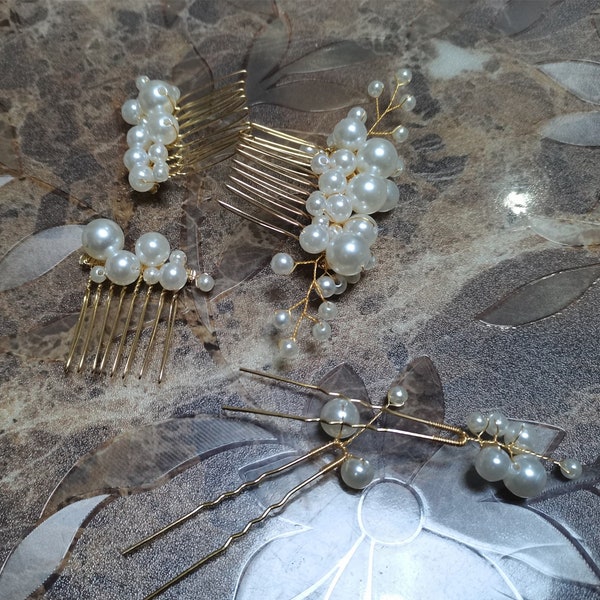 Wedding Bridal Pearl Hair Comb 5pcs - Bridesmaid Hair Accessories