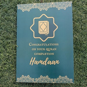 Personalisierte Glückwunschkarte zur Koranvervollständigung, Stimmungskarte zur Ameen-Feier, Hafiz Mubarak, Chatam Koran Postkarte Vorlage