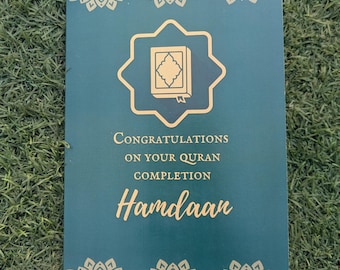 Personalised Quran completion congratulations card, Ameen celebration sentimental card, Hafiz mubarak, Khatam Quran postcard template