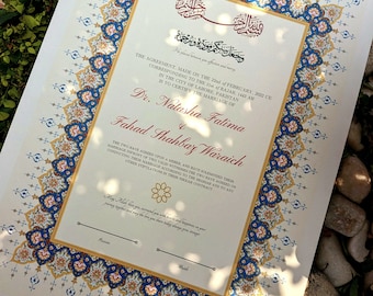 Nikkahnama Template, Nikah Certificate, Islamic Marriage Contract, Personalized Muslim Wedding Gift, Editable Digital Download
