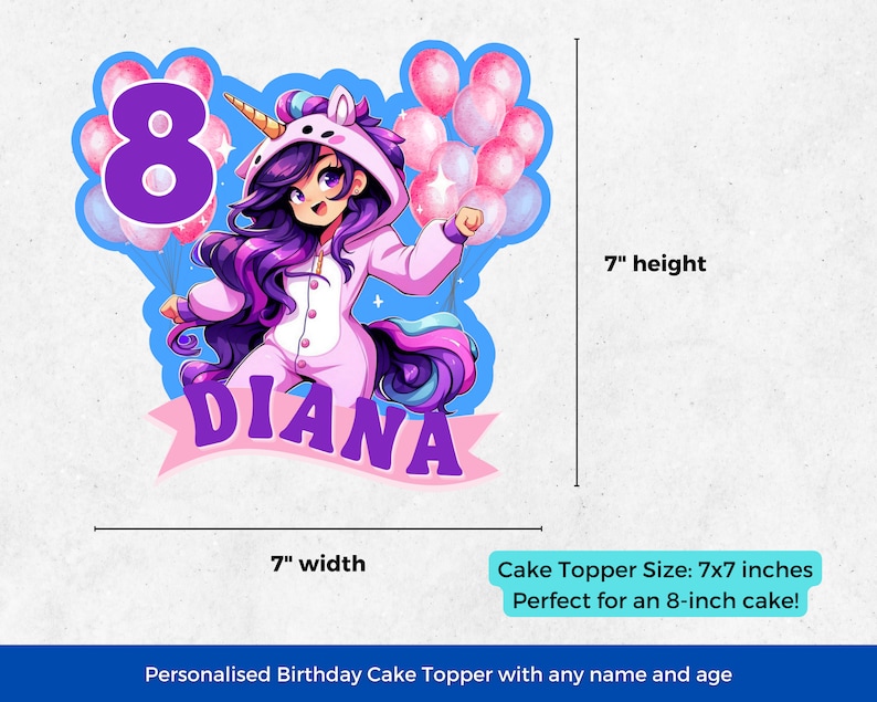 Personalize Aphmau Cake Topper for Girl Customizable Unicorn Girl Cake ...