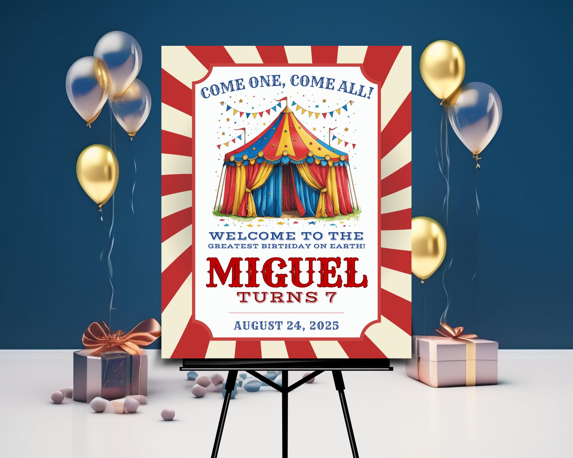 Circus Theme Birthday Welcome Sign Editable Template, Printable ...