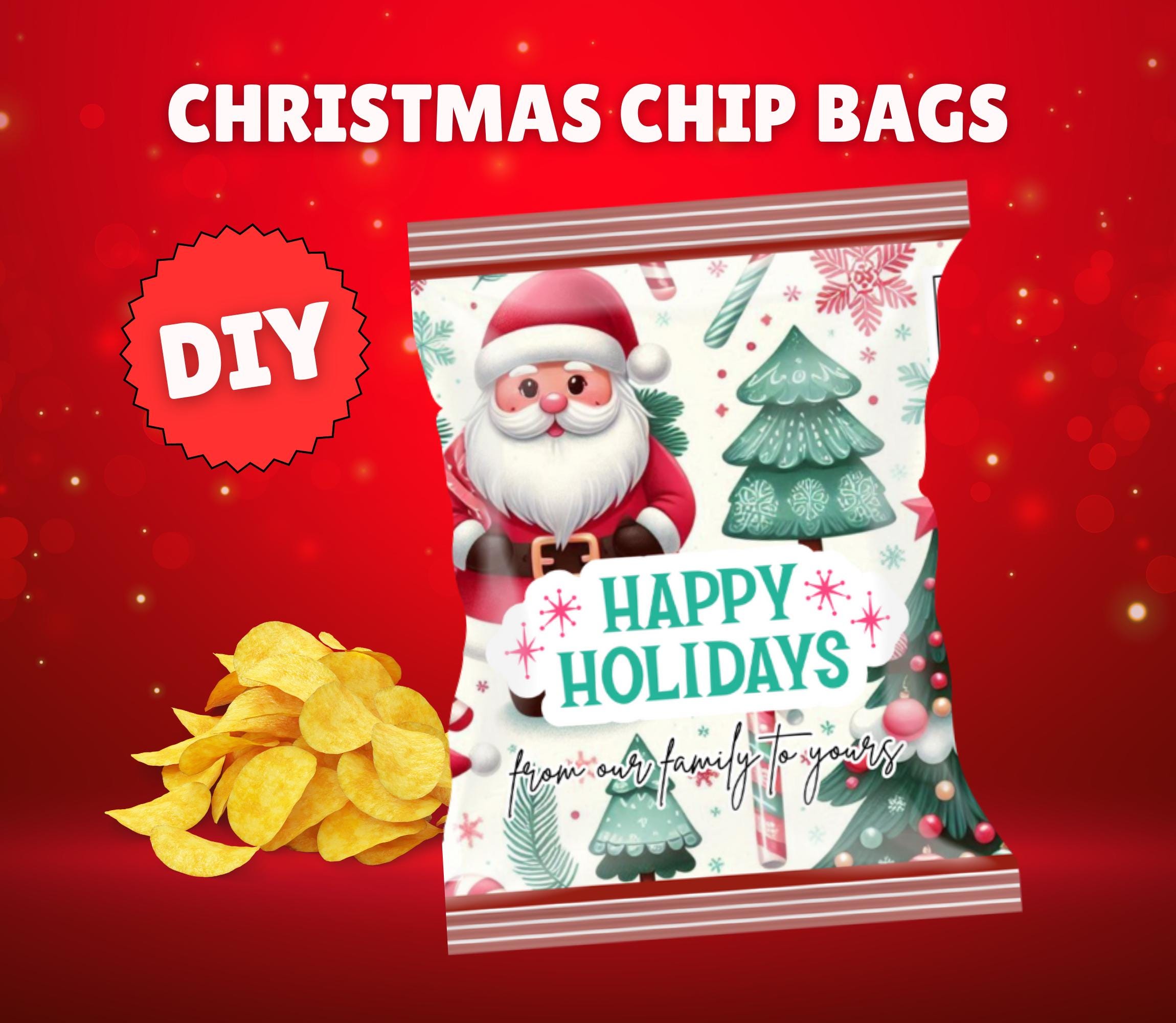 Christmas Chip Bag Wrapper Printable Holiday Party Favors Treat ...
