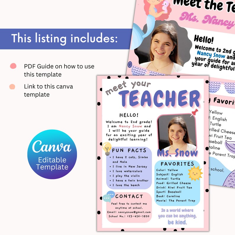 Meet the Teacher Editable Templates Bundle Printable Teacher Template ...