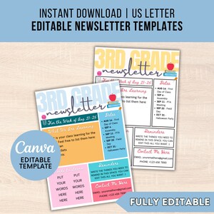 EDITABLE Classroom Newsletter Template Newsletter Teacher School News Paper Announcement Printable Monthly Newsletter Kinder Classroom Decor