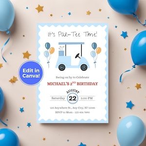 Personalized Golf Birthday Par-Tee Invitation Template Editable Golfing Invite Hole-in-One Printable Golf Theme Party Any Age Sport Download