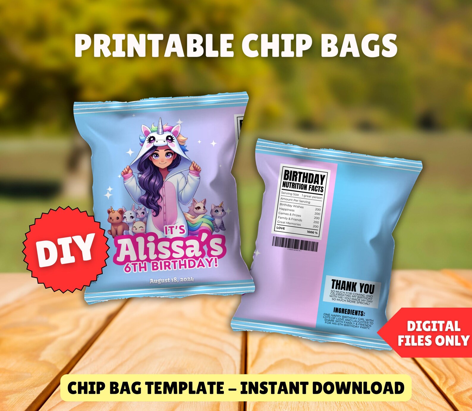 Aphmau Chip Bag Printable Template, Personalized Girl Gamer Party Favor ...