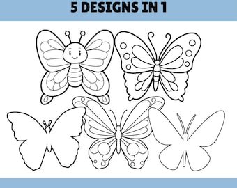 Design Your Own Butterfly Coloring Page Printable PDF, Spring Kids Craft Line Art, Butterfly Stencil Activity for Teachers, Digital Download