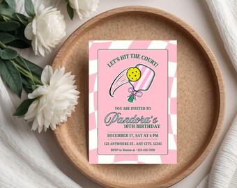 Pickleball Party Invitation Editable Template, Let's Pickle Birthday Party Invite, Hit The Court Session Evite, Sports Party Printable File