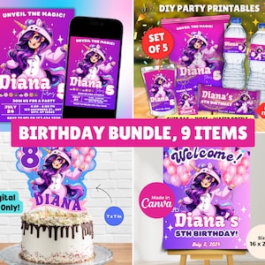 DIY Aphmau Geburtstagsparty-Bundle, anpassbare druckbare Einladung, Chip-Tasche, Saftetikett, Wasserflaschenverpackung, Dankeschön-Tag, Schokoladentafel