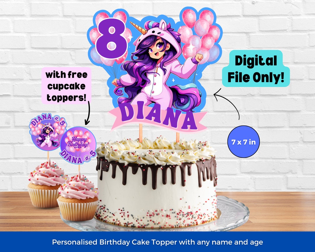 Personalize Aphmau Cake Topper for Girl Customizable Unicorn Girl Cake ...