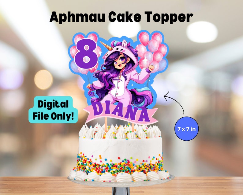 Personalize Aphmau Cake Topper for Girl Customizable Unicorn Girl Cake ...