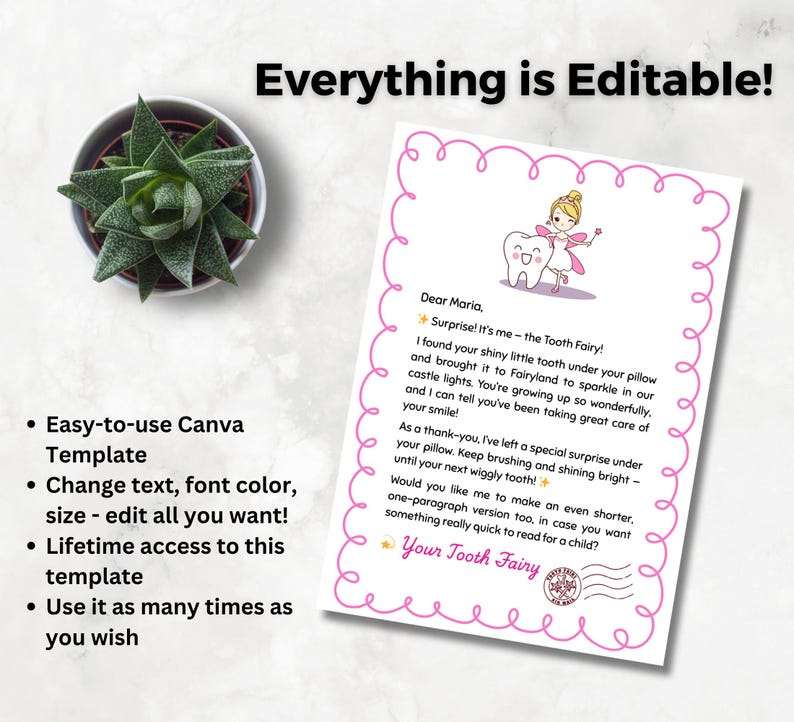 Editable Tooth Fairy Receipt Printable Certificate, Tooth Fairy Letter ...