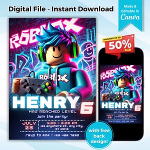 Bearbeitbare Blox Boy Geburtstagseinladung Druckbare Vorlage Geburtstagsparty einladen Gamer Boy Evite Kid Roblox Einladen Vorlage Sofortiger Download
