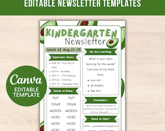 EDITABLE Classroom Newsletter Template newsletter template school newsletter Printable Monthly Newsletter Classroom Decor For Teacher