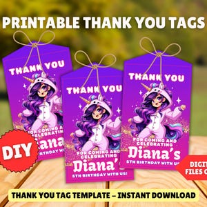 Bewerkbare Aphmau verjaardag bedankkaartjes afdrukbare sjabloon aangepaste DIY Mine crafter Tag verjaardag gamer meisje Instant Download digitaal bestand