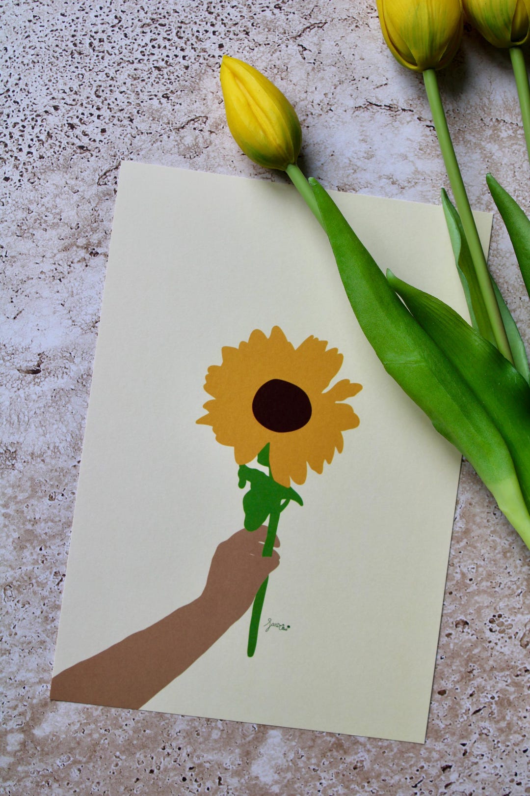 Sunflower Illustration A5 Format - Etsy