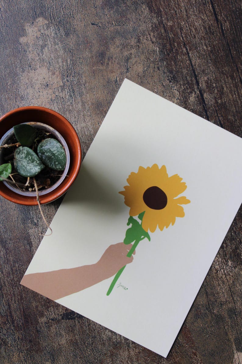 Sunflower Illustration A5 Format - Etsy