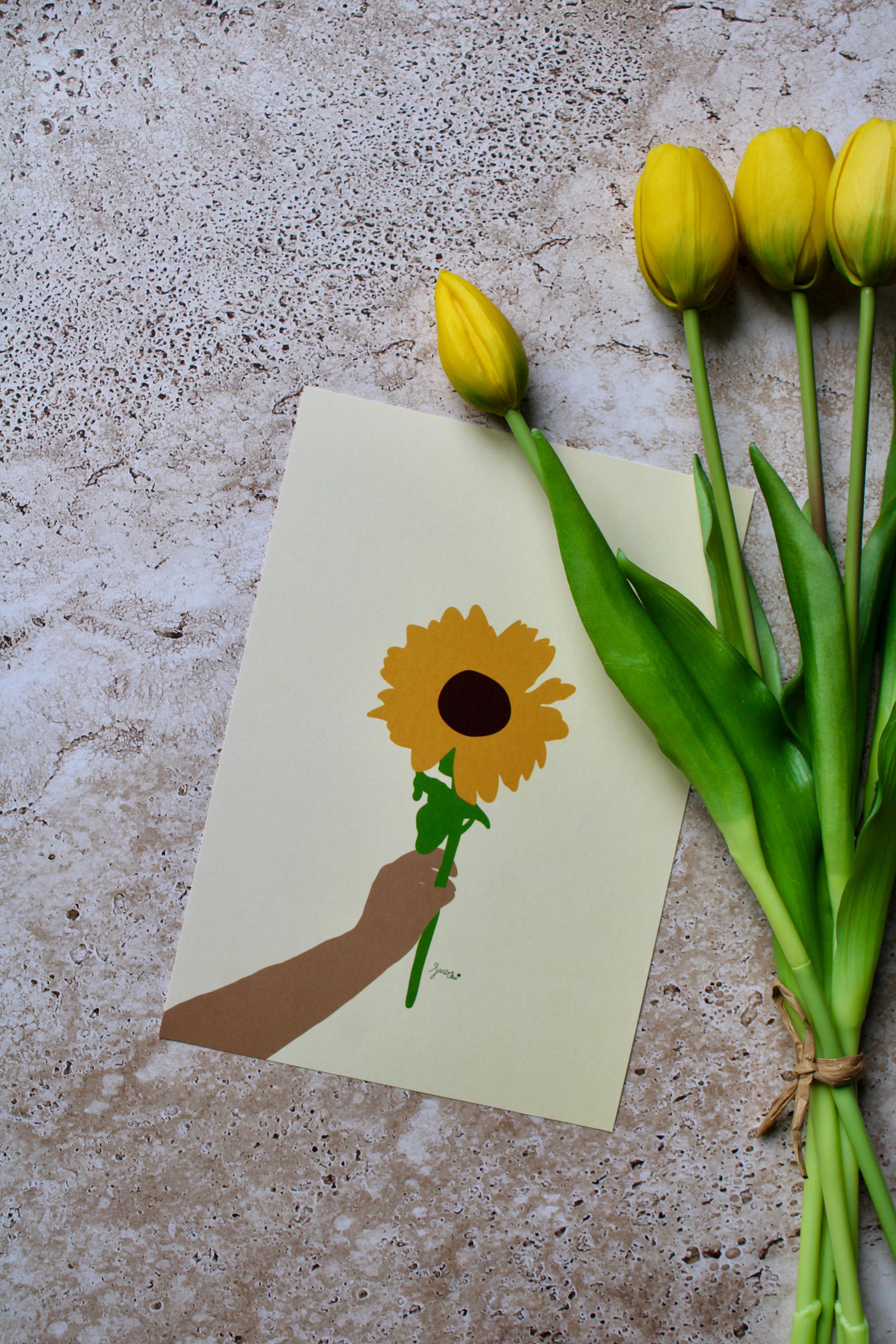 Sunflower Illustration A5 Format - Etsy