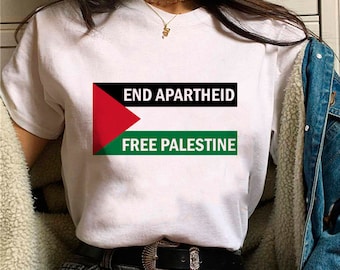 T-shirt manche courte en Coton Affichez Votre Soutien avec Nos T-shirts Engagés pour la Palestine, Non genré