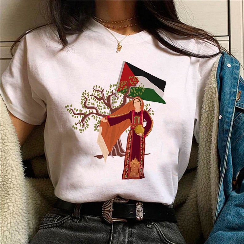 T-shirt manche courte en Coton Affichez Votre Soutien avec Nos T-shirts Engagés pour la Palestine, Non genré image 9