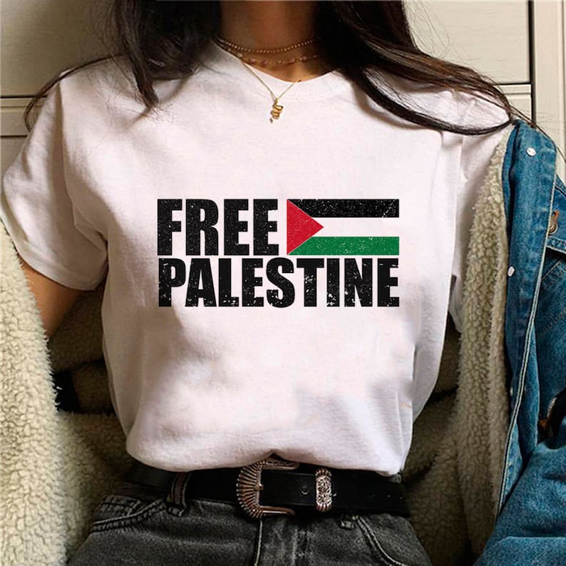 T-shirt manche courte en Coton Affichez Votre Soutien avec Nos T-shirts Engagés pour la Palestine, Non genré image 2