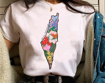 Katoenen T-shirt met korte mouwen Toon uw steun met onze T-shirts die zich inzetten voor Palestina, genderneutraal