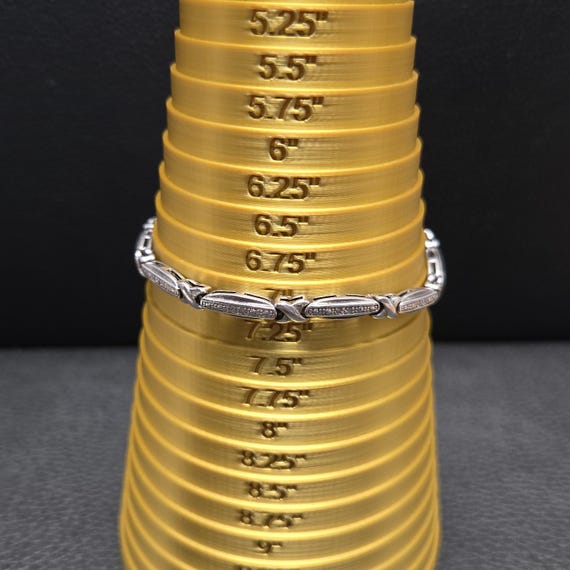 925 Solid Sterling Silver Rectangular Tennis Brac… - image 8