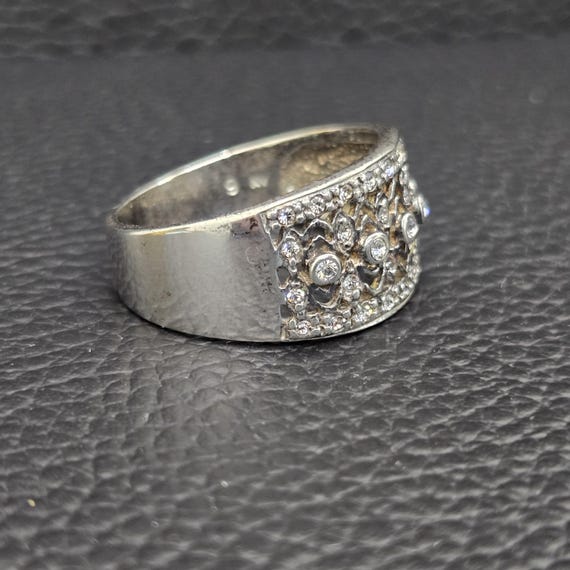 Vintage 925 Solid Sterling Silver Open Filigree C… - image 2