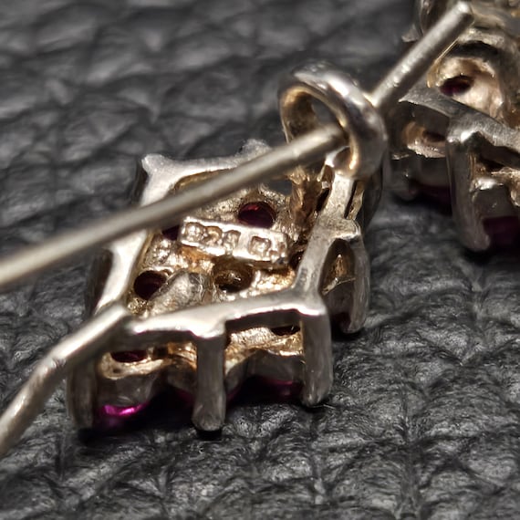 Vintage 925 Solid Sterling Silver Pink CZ Flower … - image 7