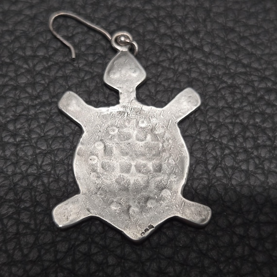 Vintage 925 Solid Sterling Silver Turtle Dangle E… - image 5