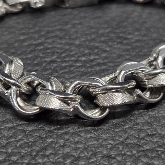 THICK 925 Solid Sterling Silver 6.5" Textured Bis… - image 2