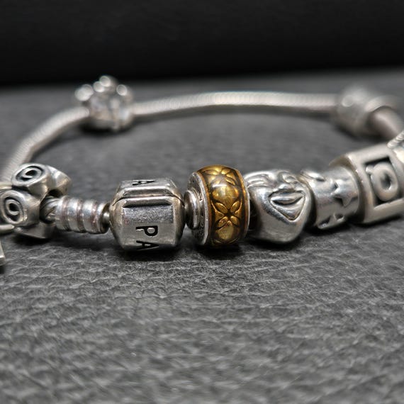 925 Solid Sterling Silver Pandora Bangle Charm Br… - image 3