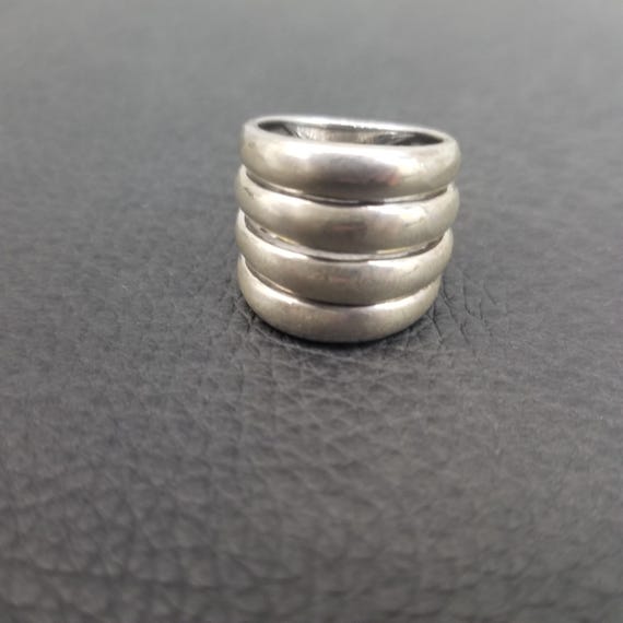 Vintage 925 Solid Sterling Silver Quad Ridge Stac… - image 2