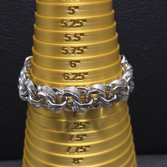 THICK 925 Solid Sterling Silver 6.5" Textured Bis… - image 9