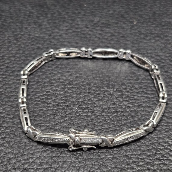 925 Solid Sterling Silver Rectangular Tennis Brac… - image 7