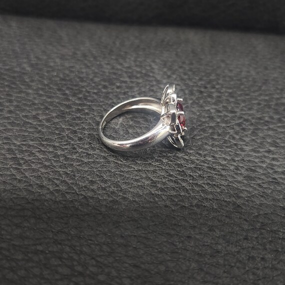 Vintage 925 Solid Sterling Silver Ruby Floral Hal… - image 5