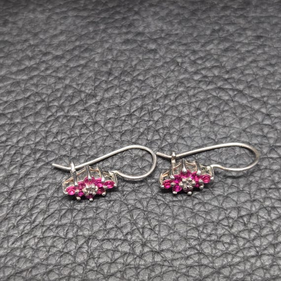 Vintage 925 Solid Sterling Silver Pink CZ Flower … - image 3