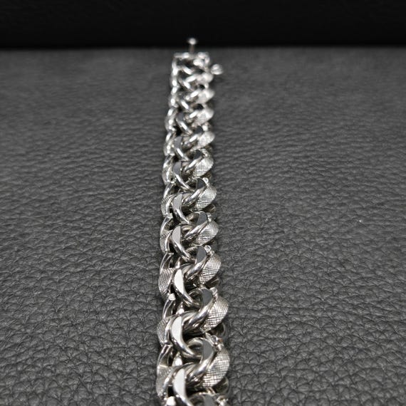 THICK 925 Solid Sterling Silver 6.5" Textured Bis… - image 8
