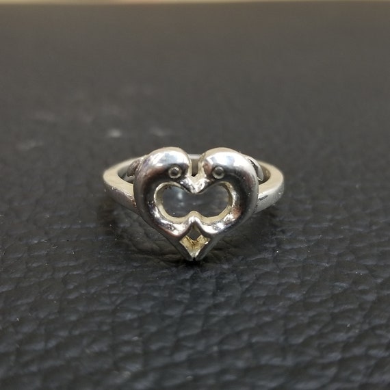 Vintage 925 Solid Sterling Silver Two Dolphin Hea… - image 3
