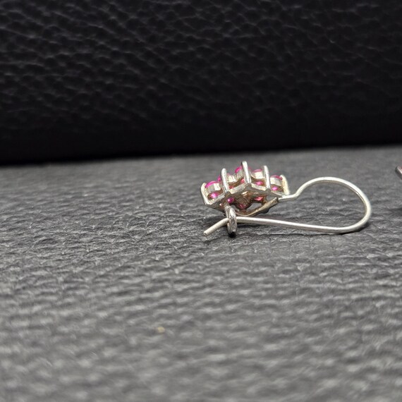 Vintage 925 Solid Sterling Silver Pink CZ Flower … - image 5