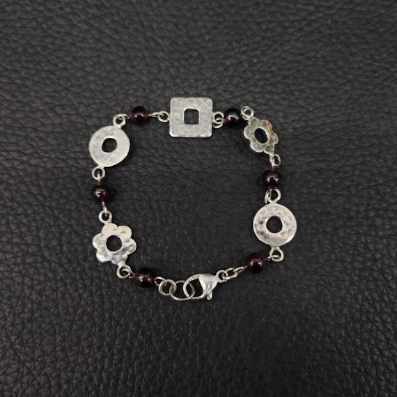 Vintage 925 Solid Sterling Silver Hammered Geomet… - image 3