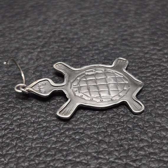 Vintage 925 Solid Sterling Silver Turtle Dangle E… - image 9