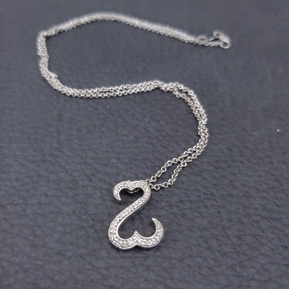 Vintage 925 Sterling Silver Open Hearts Necklace 1