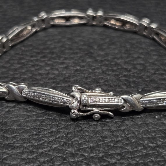 925 Solid Sterling Silver Rectangular Tennis Brac… - image 6