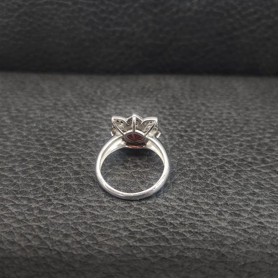 Vintage 925 Solid Sterling Silver Ruby Floral Hal… - image 4