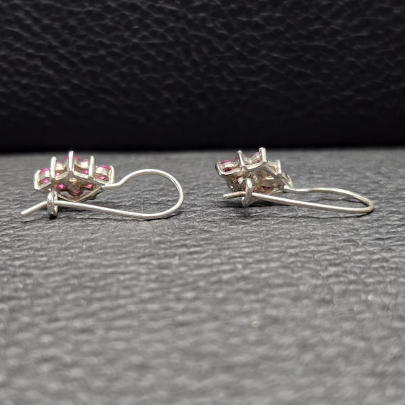 Vintage 925 Solid Sterling Silver Pink CZ Flower … - image 4