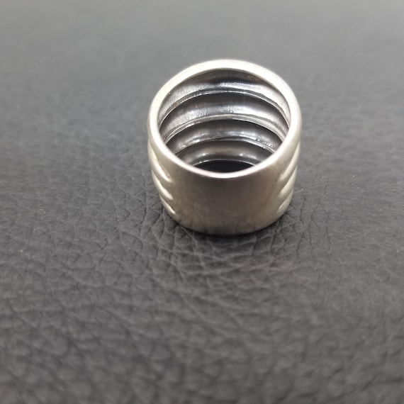 Vintage 925 Solid Sterling Silver Quad Ridge Stac… - image 4