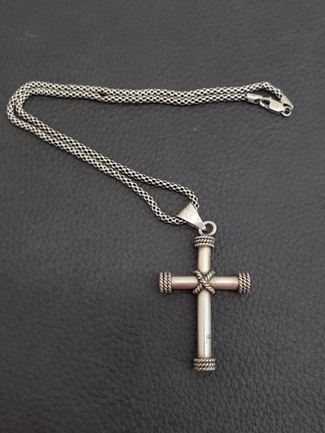 Vintage 925 Solid Sterling Silver Cross Pendant Necklace 19" - Etsy