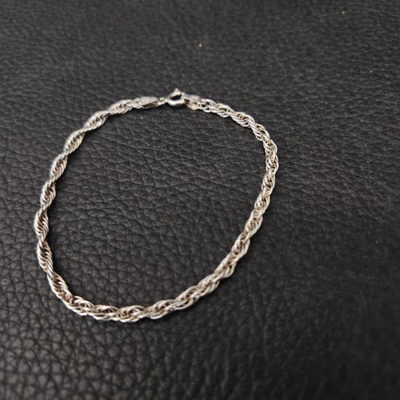 Vintage 925 Solid Sterling Silver Braided Rope Ch… - image 1